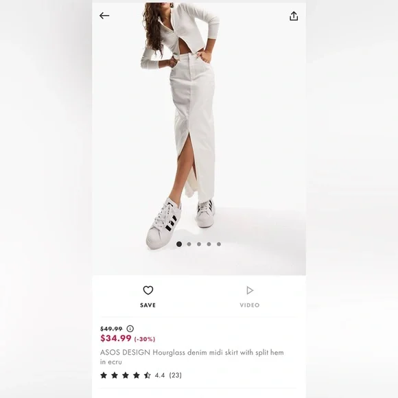 ASOS Design Hourglass Denim Midi Skirt With Split Hem In Ecru - Picture 2 of 12